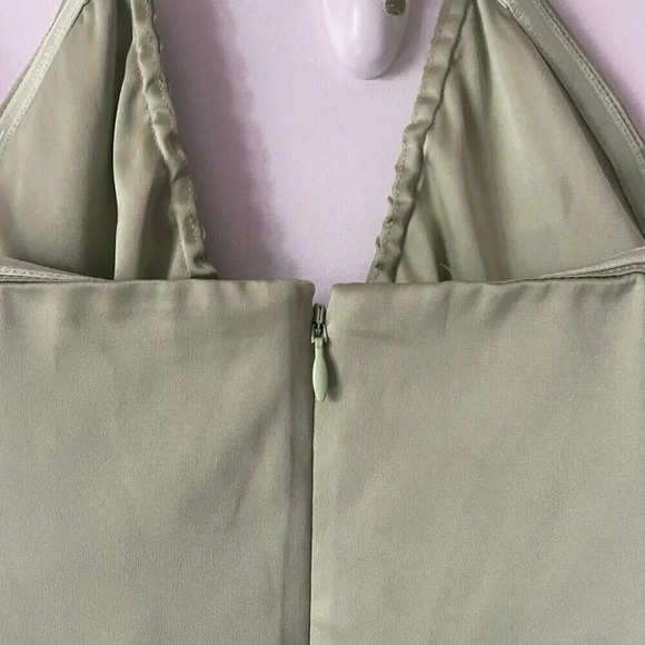 Aritzia Sunday  Best Satin Gidget Halter Dress in Sagebrush Green Size 8 - Picture 6 of 8